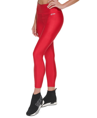 Leggings femininas DKNY High Shine 7/8 vermelhas tamanho X-G