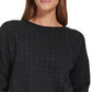 Top DKNY Active Embellished com ombros caídos para mulheres, preto, tamanho pequeno