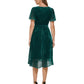 Vestido midi feminino DKNY Burnout Velvet com mangas esvoaçantes, verde, tamanho 14
