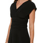 Vestido midi com decote em V franzido feminino DKNY, preto, tamanho 14