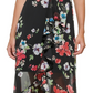 Vestido midi com babados e estampa floral feminino DKNY, preto, tamanho 6