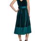 Vestido feminino DKNY com sobrepeliz em técnica mista e decote em V, cinto, verde, tamanho 12