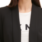 Jaqueta feminina DKNY com gola xale e frente aberta, preta, tamanho 10
