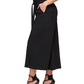 Calça cropped feminina DKNY Wide Leg, preta, tamanho 6, pequena