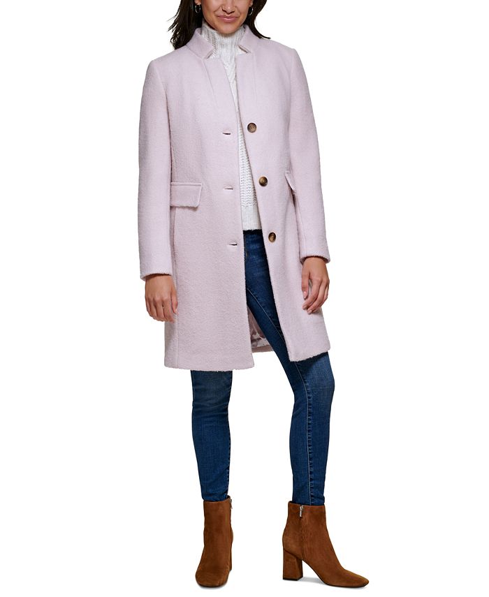 Casaco DKNY Feminino Boucle Walker com abotoamento simples, roxo, tamanho médio