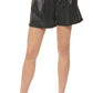Shorts DKNY Feminino Couro Sintético com Cintura Amarrada Preto Tamanho 12