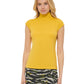 DKNY Blusa de gola alta sem mangas feminina, tamanho grande, amarela