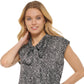 DKNY Gravata Estampada Feminina Gola V Preta Tamanho X-S