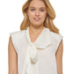 Blusa feminina DKNY com decote em V e gravata, branca, tamanho extragrande