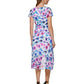Vestido midi DKNY feminino com zíper, forro transparente, mangas bufantes, decote sobrepeliz, para usar no trabalho, branco, tamanho 14