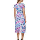 Vestido envelope falso com estampa floral DKNY feminino, azul, tamanho 8