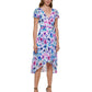 Vestido envelope falso com estampa floral DKNY feminino, azul, tamanho 4