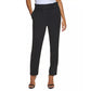 Calça feminina DKNY cintura alta com botões de pressão e cós tipo saco, preta, tamanho 12