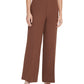 Calça feminina DKNY cintura alta perna larga zíper lateral marrom tamanho 16 petite