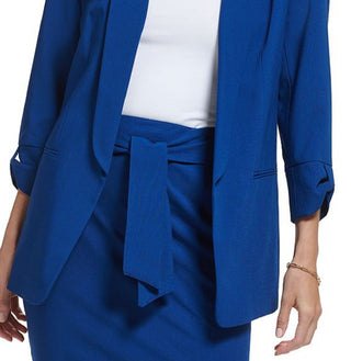 Blazer DKNY Feminino Madison com Manga Aba e Um Botão Azul Tamanho 4 Petite