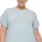 Camiseta feminina DKNY de algodão com logotipo embelezado, azul, tamanho 1X