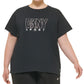 Camiseta feminina DKNY de algodão com logotipo bordado, preta, tamanho 3X