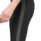 Leggings femininas DKNY de cintura alta com listras de strass, pretas, tamanho médio