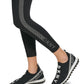 Leggings femininas DKNY de cintura alta com listras de strass, pretas, tamanho médio