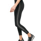 Leggings femininas DKNY de cintura alta com listras de strass, pretas, tamanho médio