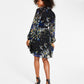 Vestido envelope falso estampado feminino DKNY, preto, tamanho 12