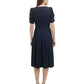 Vestido midi feminino DKNY com bolinhas e manga franzida, azul, tamanho 4, pequeno