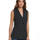 Colete feminino DKNY sem mangas e abotoamento duplo, preto, tamanho 6
