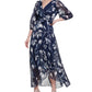 Vestido envelope falso com estampa floral DKNY feminino, azul, tamanho 8
