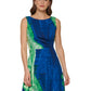 Vestido midi estampado com franzidos laterais DKNY feminino, verde, tamanho 16