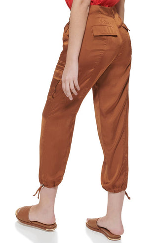 Calça cargo feminina DKNY Crop, marrom, tamanho 14
