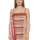Vestido assimétrico listrado misto feminino DKNY marrom tamanho pequeno