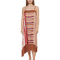 Vestido assimétrico listrado misto feminino DKNY marrom tamanho pequeno