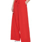 Calça feminina DKNY com cordão e perna larga, vermelha, tamanho X-G