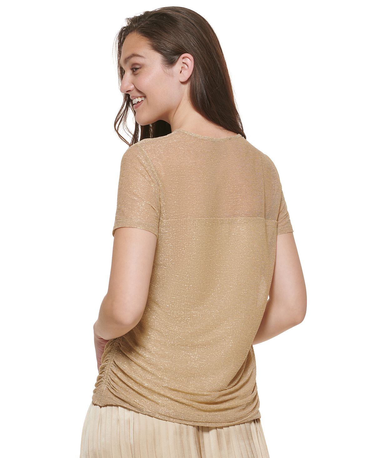 Blusa de malha feminina DKNY amarela tamanho grande