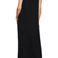 Vestido longo feminino DKNY com alças franzidas, preto, tamanho extragrande