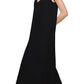 Vestido longo feminino DKNY com alças franzidas, preto, tamanho extragrande
