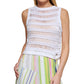Suéter feminino DKNY sem mangas com trama aberta, branco, tamanho pequeno