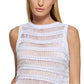 Suéter feminino DKNY sem mangas com trama aberta, branco, tamanho pequeno