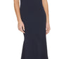 Vestido sereia feminino DKNY com decote em V, azul, tamanho 14