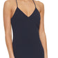 Vestido sereia feminino DKNY com decote em V, azul, tamanho 14