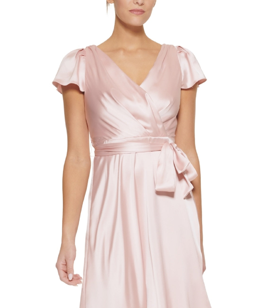 Vestido envelope feminino DKNY de cetim sintético rosa tamanho 4
