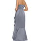 Vestido de cetim com babados feminino DKNY cinza tamanho 14