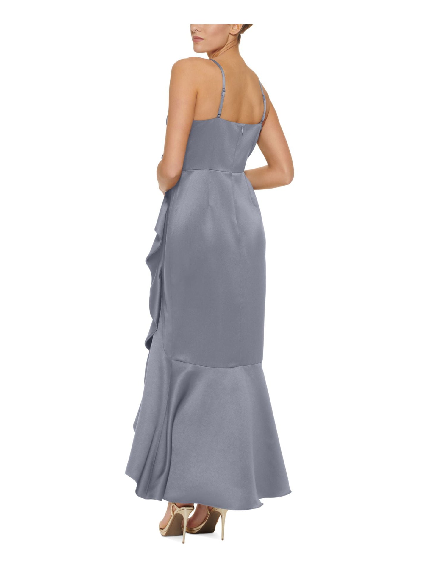 Vestido de cetim com babados feminino DKNY cinza tamanho 14