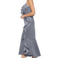 Vestido de cetim com babados feminino DKNY cinza tamanho 14