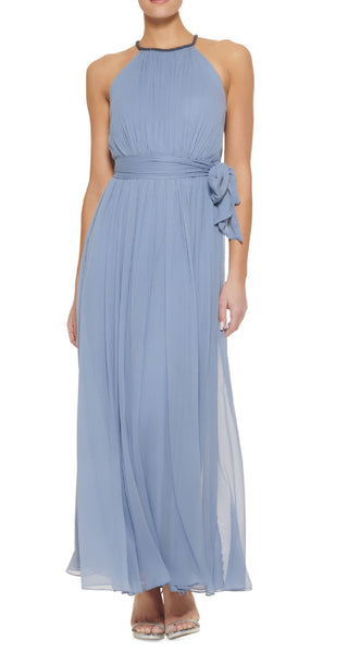 Vestido Halter Embelezado Feminino DKNY Azul Tamanho 4
