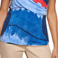Blusa feminina DKNY com estampa frontal envolvente, azul, tamanho grande