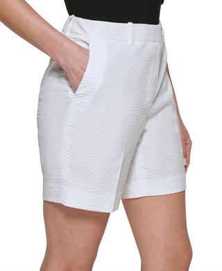DKNY Women's Seersucker Shorts White Size 16