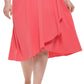 Vestido envelope falso feminino DKNY com mangas franzidas, vermelho, tamanho 16W