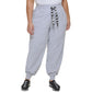 Calça de moletom feminina DKNY com cordão e logotipo, cinza, tamanho 2X