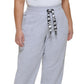 Calça de moletom feminina DKNY com cordão e logotipo, cinza, tamanho 2X